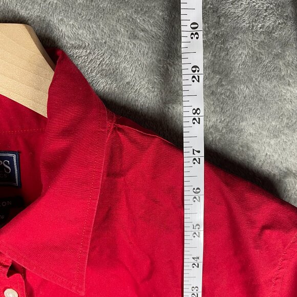 Chaps Men’s 1X Button Down Shirt Red Long Sleeve 100% Cotton No Iron Classic Fit - Picture 4 of 5
